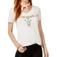 thumbnail image 2 of Carbon Copy Womens Embroidered Skull Graphic T-Shirt, White, Small, 2 of 3