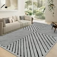 thumbnail image 4 of Nanan 2'x6' Modern Geometric Striped Runner Rug Soft Washable Rug, Non Slip Low Pile Indoor Carpet for Hallway Bedroom Enterway, Beige, 4 of 10