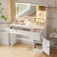 thumbnail image 4 of wanan 41" Vanity Desk with Power Outlet, Makeup Vanity with Mirror and Lights, 3 Lighting Modes, White Vanity Table with Glass Top, LED Glass Cabinet and Jewelry Storage, 4 of 9