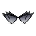 thumbnail image 2 of Sparkling Show Girl Silver Foil Bling Glitz Triangle Cat Eye Plastic Sunglasses Black - Smoke, 2 of 4