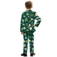 thumbnail image 3 of Xoenoiee Green Shamrock Print Boys' 2-piece Formal Suit Set, St. Patrick's Day Single Breasted Jacket & Straight Leg Dress Pants with Functional Pockets, 7-8 Years, 3 of 7