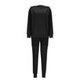 thumbnail image 6 of Women's Plus Size 2 Piece Outfits Long Sleeve Button Loose Off Shoulder Top and Pleated Slim Fit Joggers Pant Sets (4XL, Black), 6 of 7