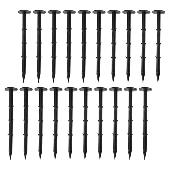 OUNONA 20Pcs Black Plastic Tent Stakes Heavy Duty for Camping Garden Ground Pegs with Easy Removal