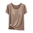 thumbnail image 5 of GPOECD Women's Bralette Built-in Shelf Bra T-Shirt Lightweight Comfortable Staple Basic Top for Streetwear Z80-Khaki,XXL, 5 of 5