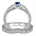 thumbnail image 3 of 1.5 Carat Round Cut Blue Sapphire And Diamond Moissanite Antique Bridal Set On 10K White Gold, Promise Ring, Anniversary Ring, 3 of 3