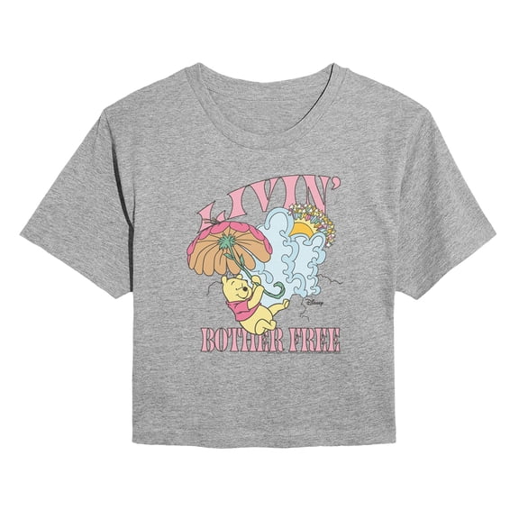 Winnie The Pooh - Livin Bother Free - Juniors Cropped Graphic T-Shirt