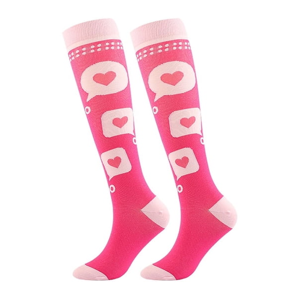 Nvzi 2 Pairs Compression Socks for Women & Men Circulation-Graduated Supports Socks for Running, Athletic Sports,S/M,Heart
