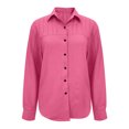 thumbnail image 6 of Rciityk Women's Button Up Shirts Fall Casual Pleated Long Sleeve Cardigan Tops Loose Turndown Collar Blouses, 6 of 7