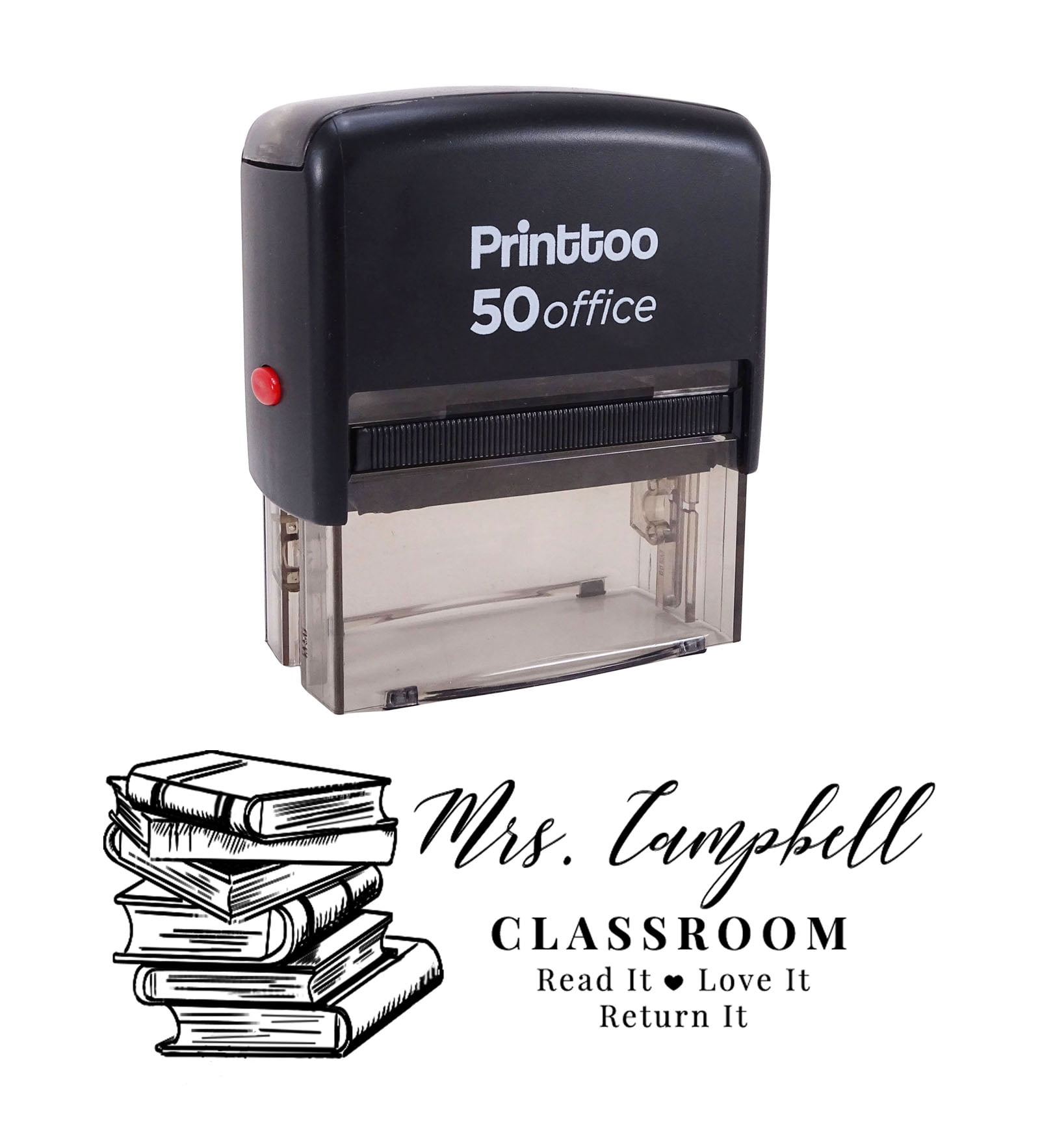 Printtoo Personalized Black Self Inking Classroom Custom Library Rubber ...