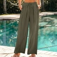 thumbnail image 2 of Up to 65% off! Cotton and Linen Casual Pants for Womens Plus Size Trousers Solid Color Drawstring Waist Long Pants With Pocket, 2 of 9
