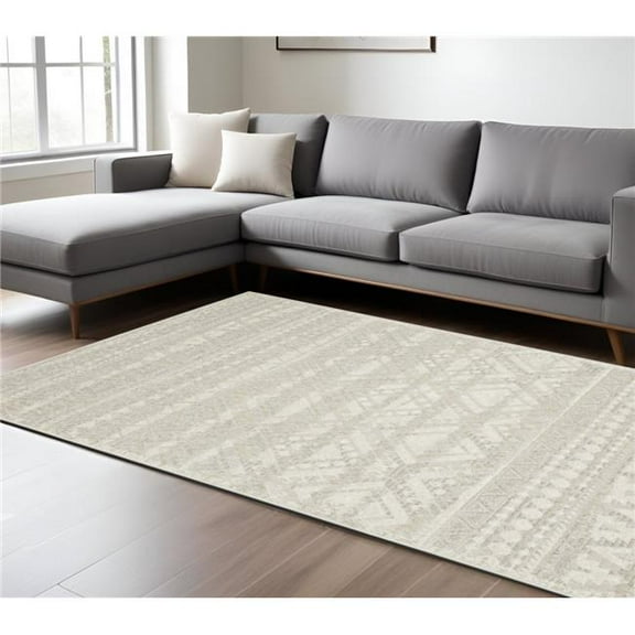 HomeRoots 574820 10 x 13 ft. Tribal Rectangle Area Rug, Beige & Ivory
