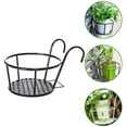 thumbnail image 2 of Iron Art Hanging Baskets Plant Holder Outdoor Flower Stand Rail Metal Fence Balcony Plant Stand Black, 2 of 8