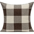 thumbnail image 4 of Brown Beige Farmhouse Buffalo Plaids Decorative Throw Pillow Covers Retro Checked Square Cushion Cases Classic Coffee Check Home Decor for Couch Sofa Patio 18x18 Inch Pack of 2, 4 of 4