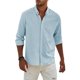 thumbnail image 2 of Men's Fashion Long Sleeve Solid Colour Casual T Shirt Button Regular Fit Shirt Top 3XL, 2 of 5