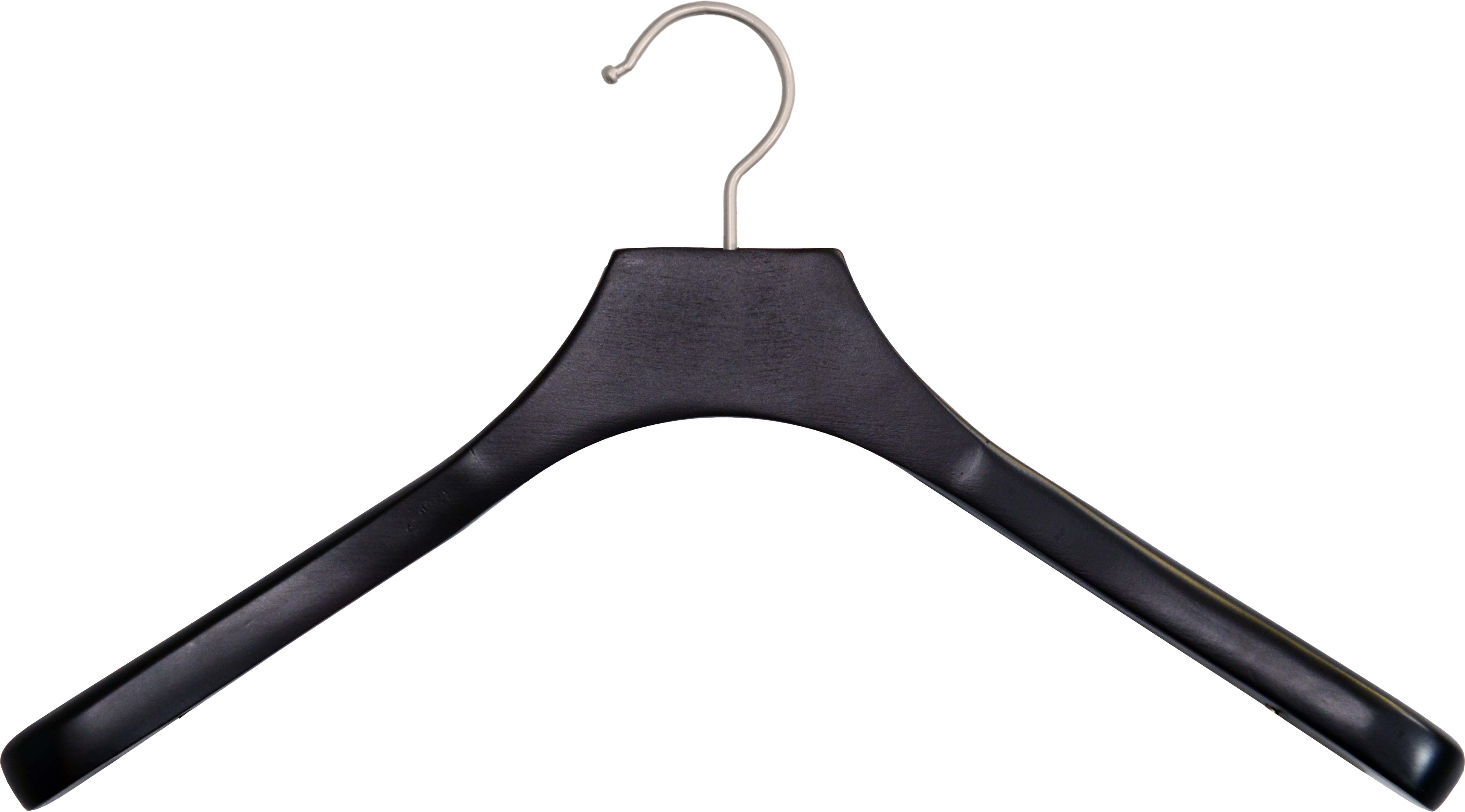 Deluxe Wooden Coat Hanger, Espresso Finish w/ Brushed Chrome Swivel Hook, Box of 12 Large Wood Jacket & Suit Top Hangers 18 inches long by 2 inches wide by International Hanger