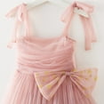 thumbnail image 5 of CUZIBR Toddler Girls Dress Lace Up Spaghetti Strap Sleeveless Big Bow Tiered Layered Solid Color High Waist Dresses Clothes,Pink,12-18 Months, 5 of 7
