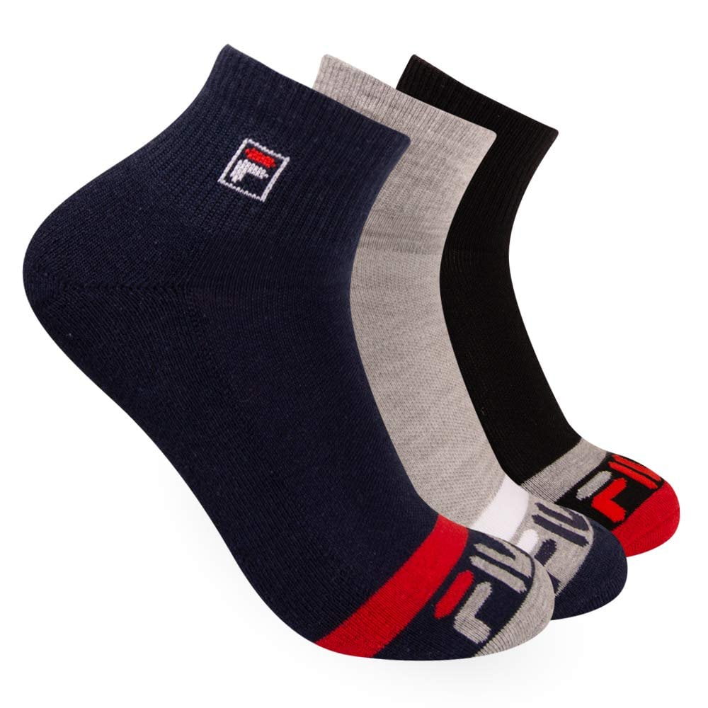 Fila Men's 3-Pack Heritage Blocked Toe Quarter Socks Navy - Walmart.com