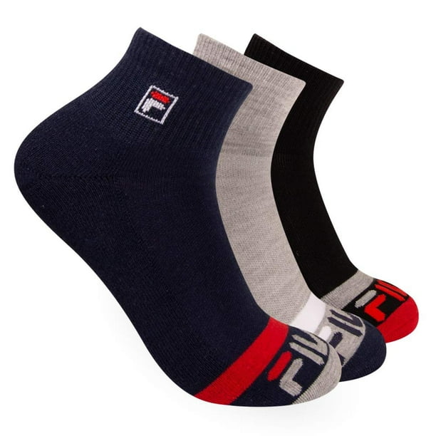 FILA - Fila Men's 3-Pack Heritage Blocked Toe Quarter Socks (Navy ...