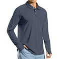 thumbnail image 4 of Resicozy Mens Fashion Polo Shirts Classic Long Sleeve Quick Dry Basic Button Tees Stylish Tops Golf Shirts Dark Blue 2XL, 4 of 7