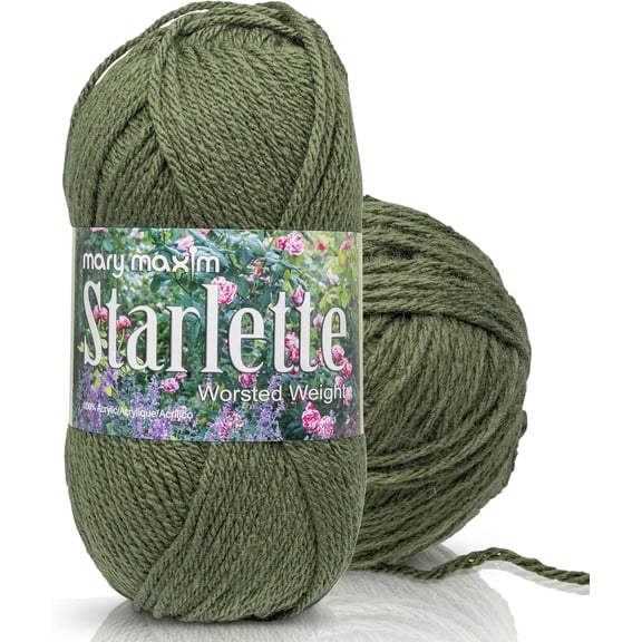 Mary Maxim Starlette Crochet and Knitting Yarn - Acrylic Yarn Worsted Weight 4, Deep Green
