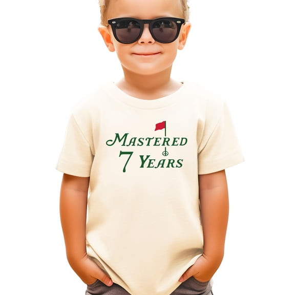 Mastered 7 Years Shirt for Boys & Girls Golf Themed Seventh Birthday T-Shirt for Kids Natural Shirt 5-6