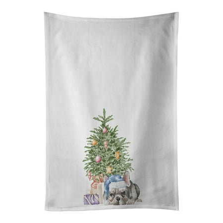 

French Bulldog Black #1 Christmas Presents and Tree White Kitchen Towel Set of 2 19 in x 28 in