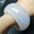 thumbnail image 6 of K-KED 56mm-62mm Beautiful Natural White Wide Jade Agate chalcedony Bangle icy Bracelet-62mm, 6 of 9