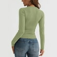 thumbnail image 6 of Long Sleeve Shirts for Women Womens Long Sleeve Stretch Crewneck Ribbed T Shirt Fitted Casual Basic Tops Z0A-Green, XXL, 6 of 8
