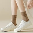 thumbnail image 3 of Tnobhg 1 Pair Women Socks Mid-tube No Odor Solid Color High Elasticity Anti-slip Breathable Soft Sweat-absorption Anti-shrink Sports Cotton Piled Socks, 3 of 7