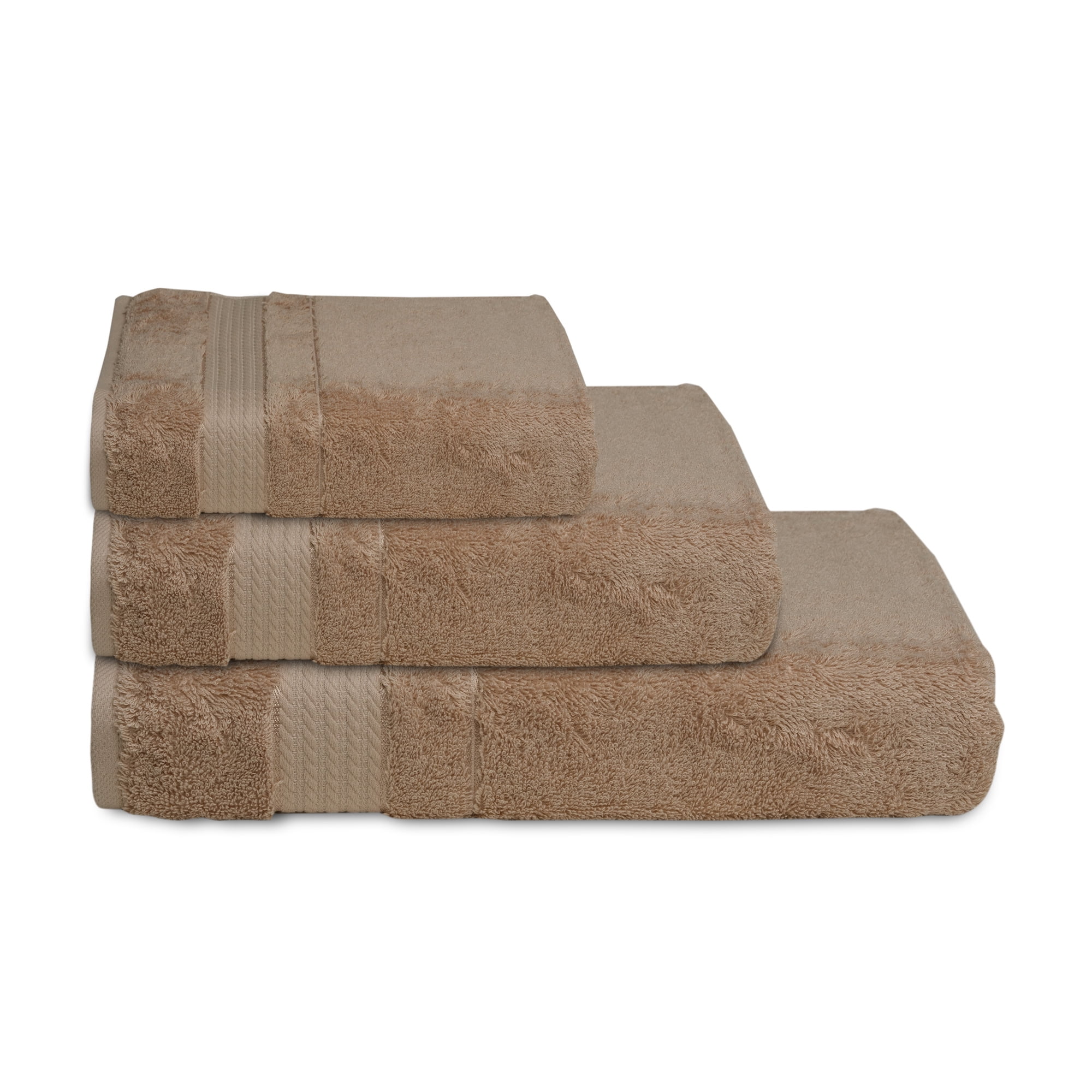 Melissa Linen Premium Turkish Cotton Set of 3 Luxury Bath Towel Set, Beige