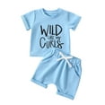 thumbnail image 2 of Yunliwuli Baby Girls Shorts Set, Short Sleeve Letters Print T-shirt with Elastic Waist Shorts Summer 2-piece Outfit, 2 of 10