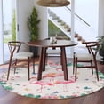 thumbnail image 3 of Pink Flamingo Round Area Rug 6Ft Washable Circle Rugs for Bathroom Office, Tropical Botanical Summer Flower Rustic Non-Slip Carpet Floor Mats Indoor Outdoor Carpet Runner Aesthetic Home Decor, 3 of 8