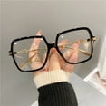 thumbnail image 3 of Fashion Oversized Square Eyewear Retro Womens Light Bloking Metal Frame Glasses Trend Optical Computer Eyeglasses Leopard, 3 of 5