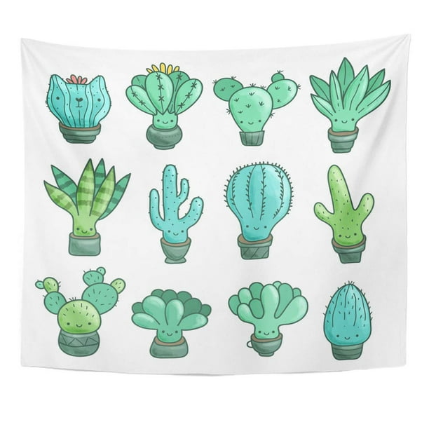 Download Zealgned Desert Green Cute Cartoon Cacti And Succulents Funny Cat Plant In The Pot Cactus Baby Wall Art Hanging Tapestry Home Decor For Living Room Bedroom Dorm 60x80 Inch Walmart Com