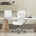 thumbnail image 6 of NEO CHAIR Executive Office Chair, Ergonomic High back Cushioned, Wide White Leather Seat 8 Hours Heavy Duty Design, Flip Up Armrest Computer Desk Chair, White, 6 of 6
