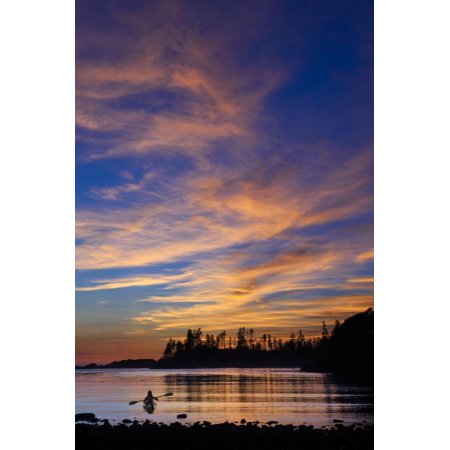 West Coast Canada Canada, British Columbia Vancouver Island, Ucluelet, West Coast, Kayak at Sunset Print Wall Art By Christian Heeb ()