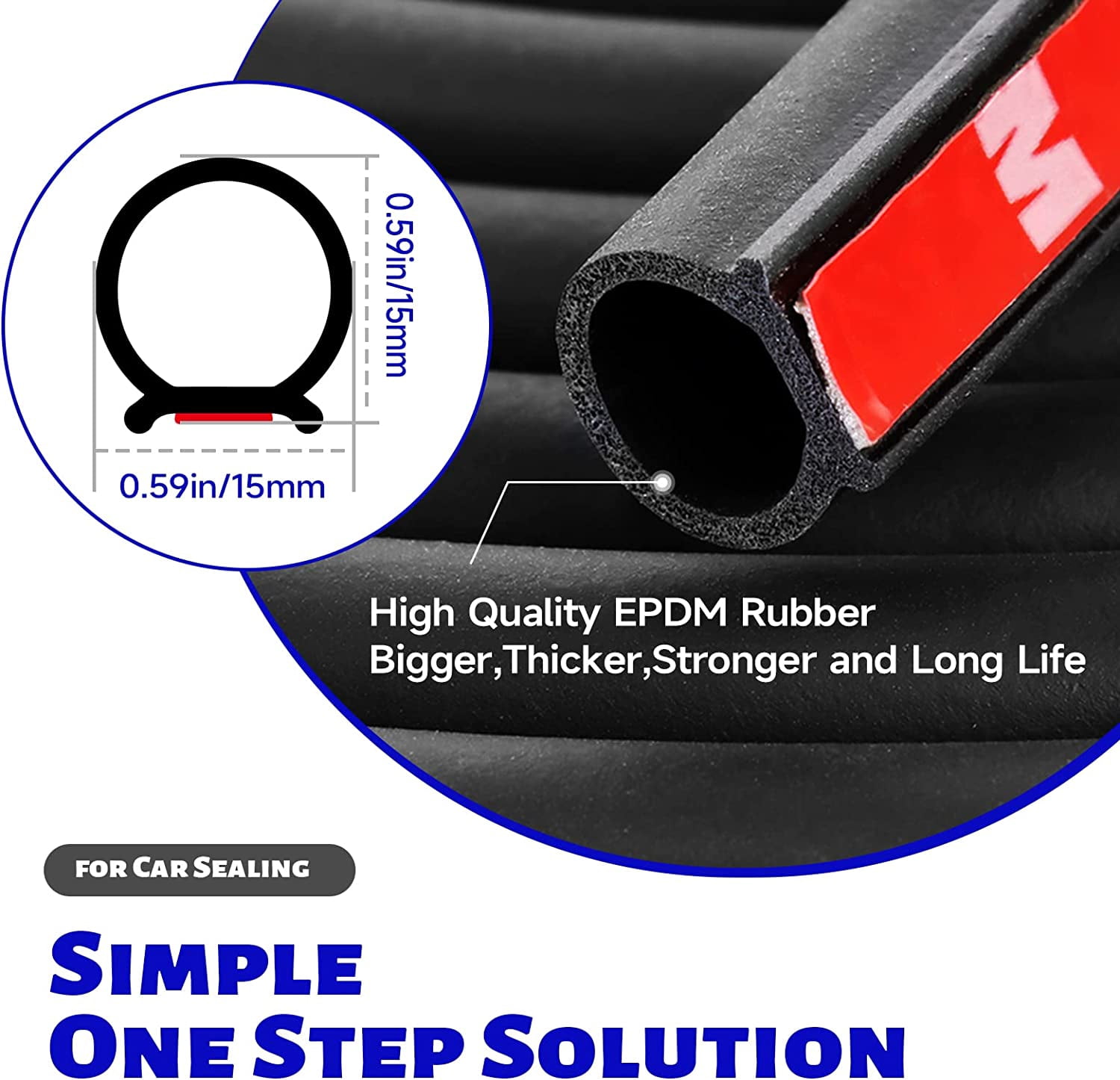 D-Shape Car Door Rubber Seal Strip,Black Automotive Weather Stripping with Self-Adhesive to Reduce Noise and Water-Leaking fit Most Car,Truck,SUV,RV,Boat and Home Application