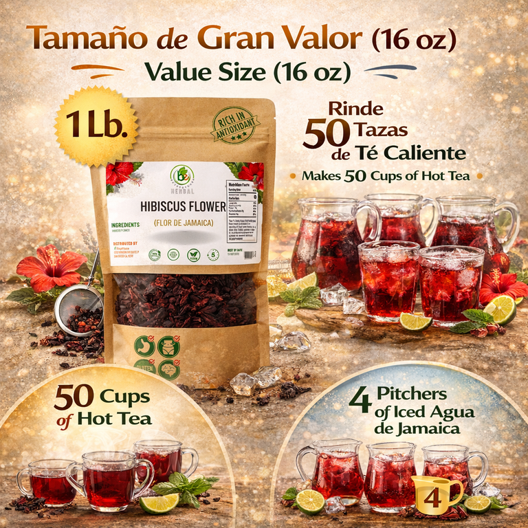 Jamaica Flor, 100% Natural Hibiscus Tea, 16 oz, Loose Leaf