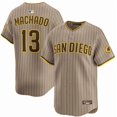 thumbnail image 1 of Camiseta clásica de béisbol de los Padres de San Diego, Manny Machado, color caqui, con número de estrella bordado.-L, 1 of 2
