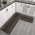 thumbnail image 2 of Brown Geometric Triangle Square Pattern Kitchen Rugs Sets Of 2,Anti Fatigue Kitchen Mat Rugs Non Slip Washable,Decorative Kitchen Floor Mats for Kitchen,Sink,Laundry,17"X30"+17"X47", 2 of 7