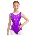 thumbnail image 4 of iiniim Kids Girls Gymnastics Leotard Sparkly Rhinestone Sleeveless Unitard Jumpsuit Ballet Dance Bodysuit Purple 16, 4 of 7