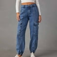 thumbnail image 2 of Sngxgn Women High Waisted Stretch Jeans Straight Wide Leg Denim Pants(Blue,XL), 2 of 5