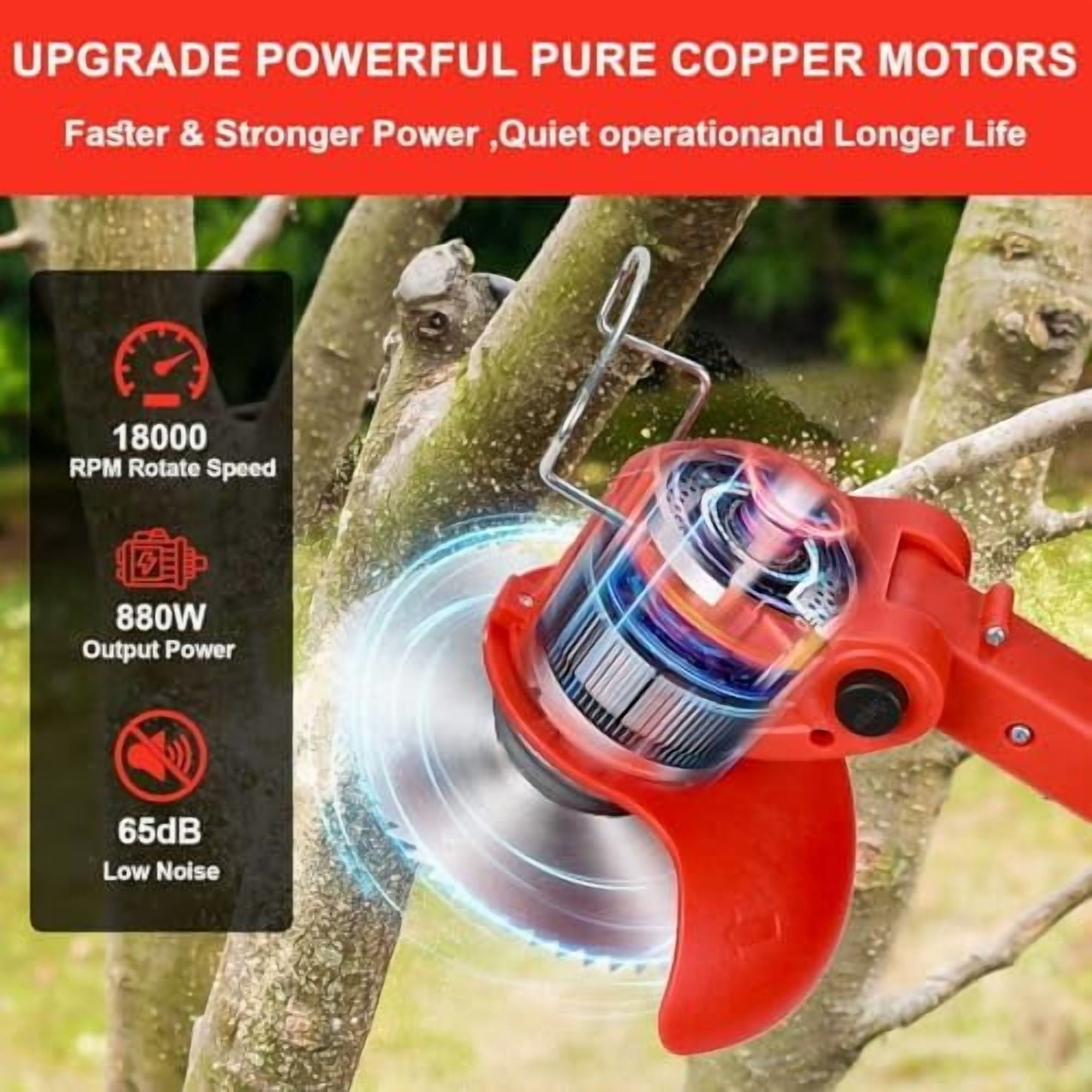 24V Cordless String Trimmer, 2-in-1 Electric Weed Eater with 2X 4.0Ah Batteries & 3 Types Blades, Lightweight Grass Trimmer & Lawn Edger for Garden Yard Lawn Care