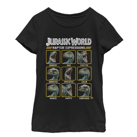 Girl's Jurassic World: Fallen Kingdom Raptor Expressions  Graphic Tee Black X Large