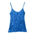 thumbnail image 3 of Felirenzacia Women’s Shiny Sequin Sleeveless Tank Top with Adjustable Spaghetti Strap, Glitter Camisole Party Event Holiday Top, Blue,Free Size, 3 of 5