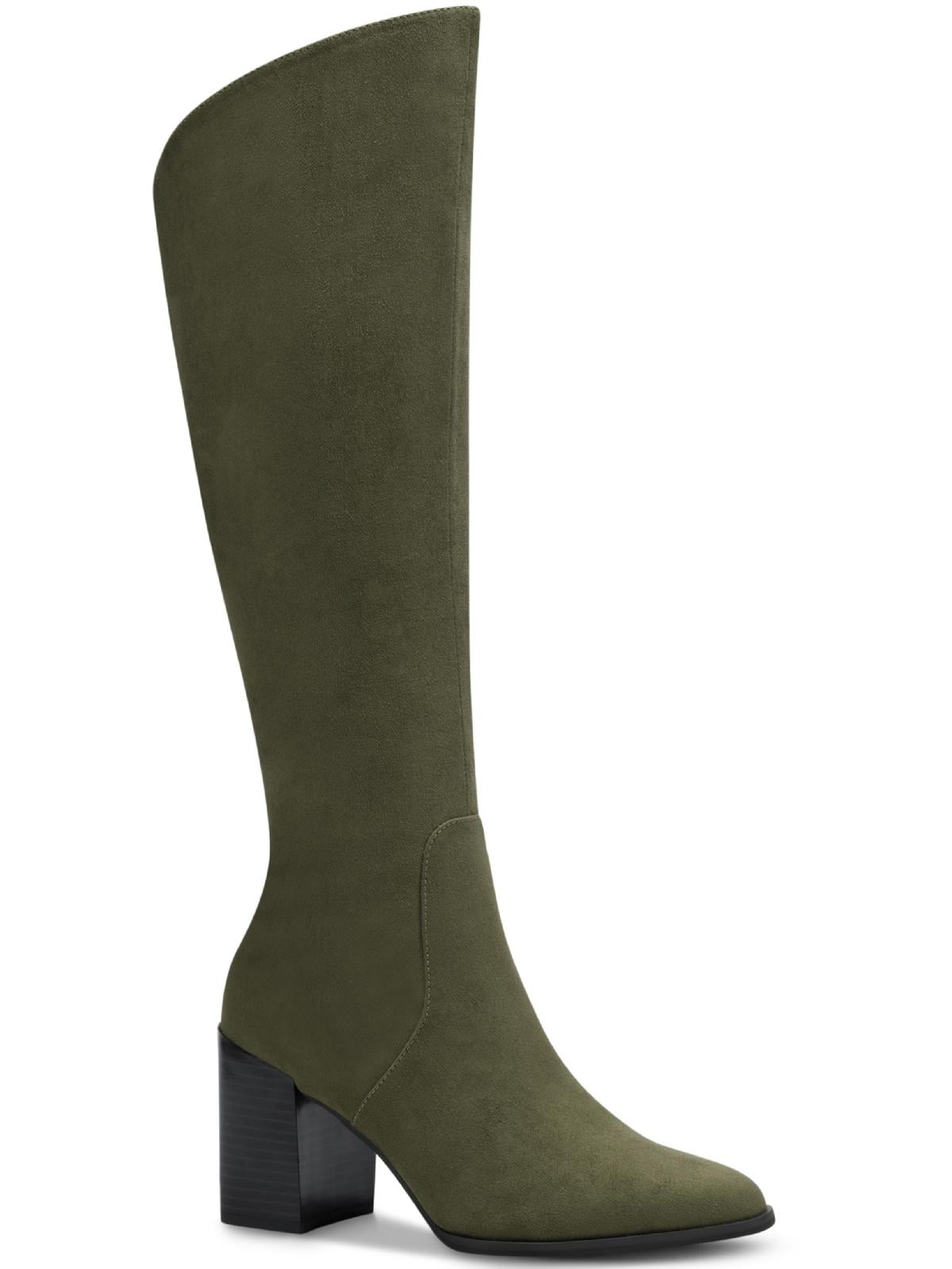 faux suede block heel boots