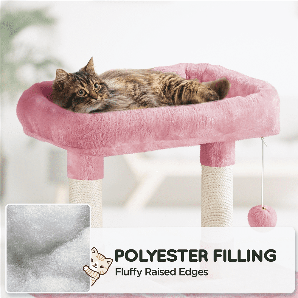Alden Design 63" H Cat Tree Tower with Hammock and Scratching Posts, Pink