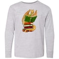 thumbnail image 3 of Inktastic Well-read Cute Gold Dragon Reading Books Long Sleeve Youth T-Shirt, 3 of 5