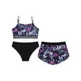 thumbnail image 2 of MSemis Kid Girls 3PCS Printed Tankini Set Swimsuit Swimwear Sleeveless Bathing Suits,Size 8-14 Letters&Black 8, 2 of 5
