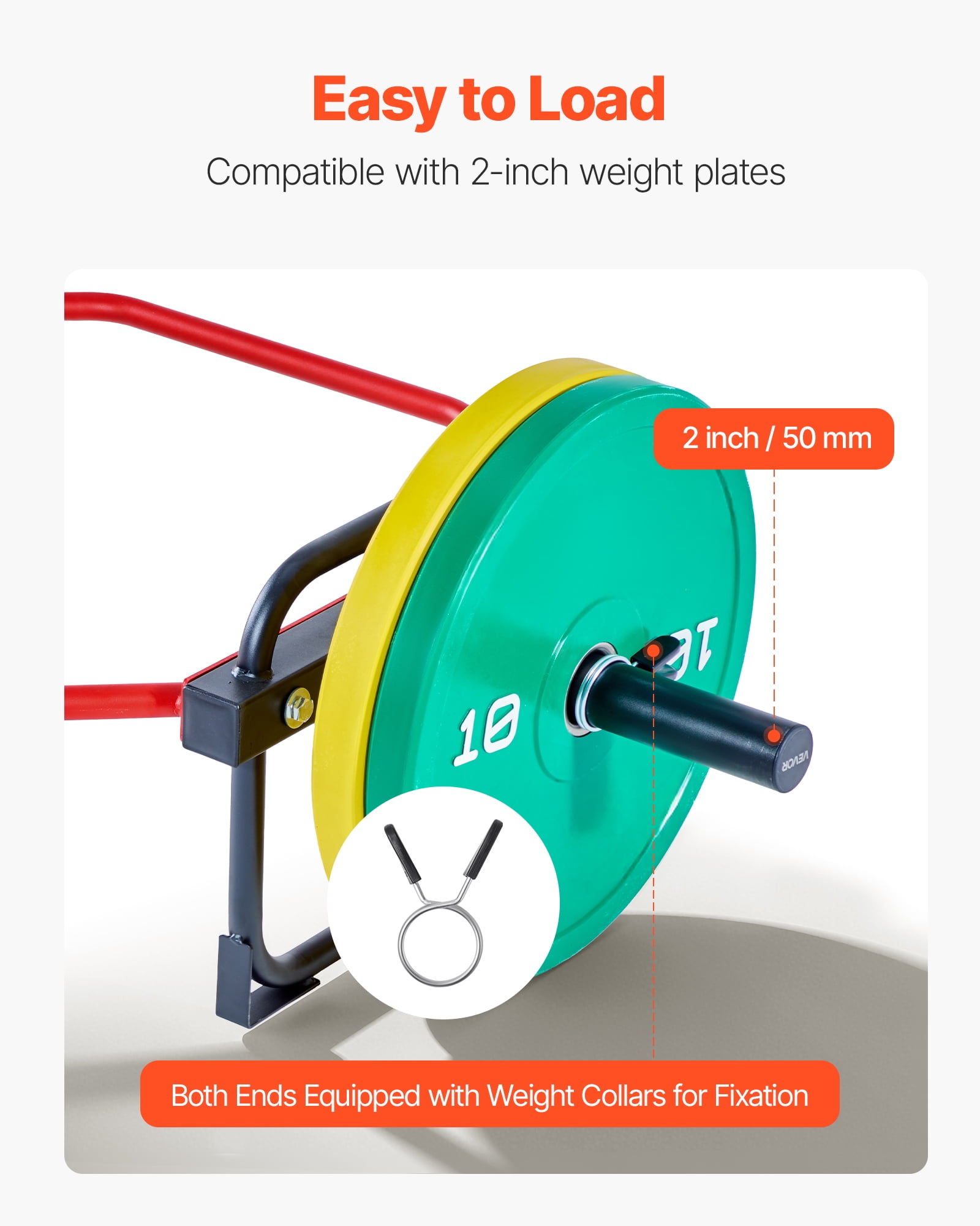 VEVOR Trap Bar Hex Bar, 2-Inch Hex Barbell, 500 LBS Capacity Shrug Bars, Weightlifting and Strength Training Equipment, Home Gym for Squats, Deadlifts, Shoulder Presses, Red